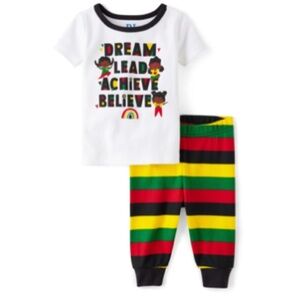 Colorful Kids' Outfit with Graphic Tee and Striped Pants 0-3 Months